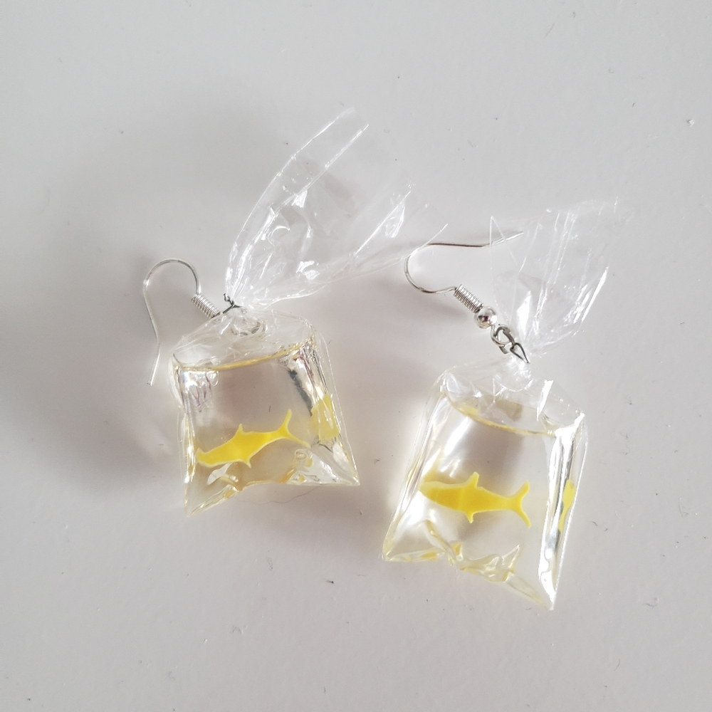 Fish in a bag earrings